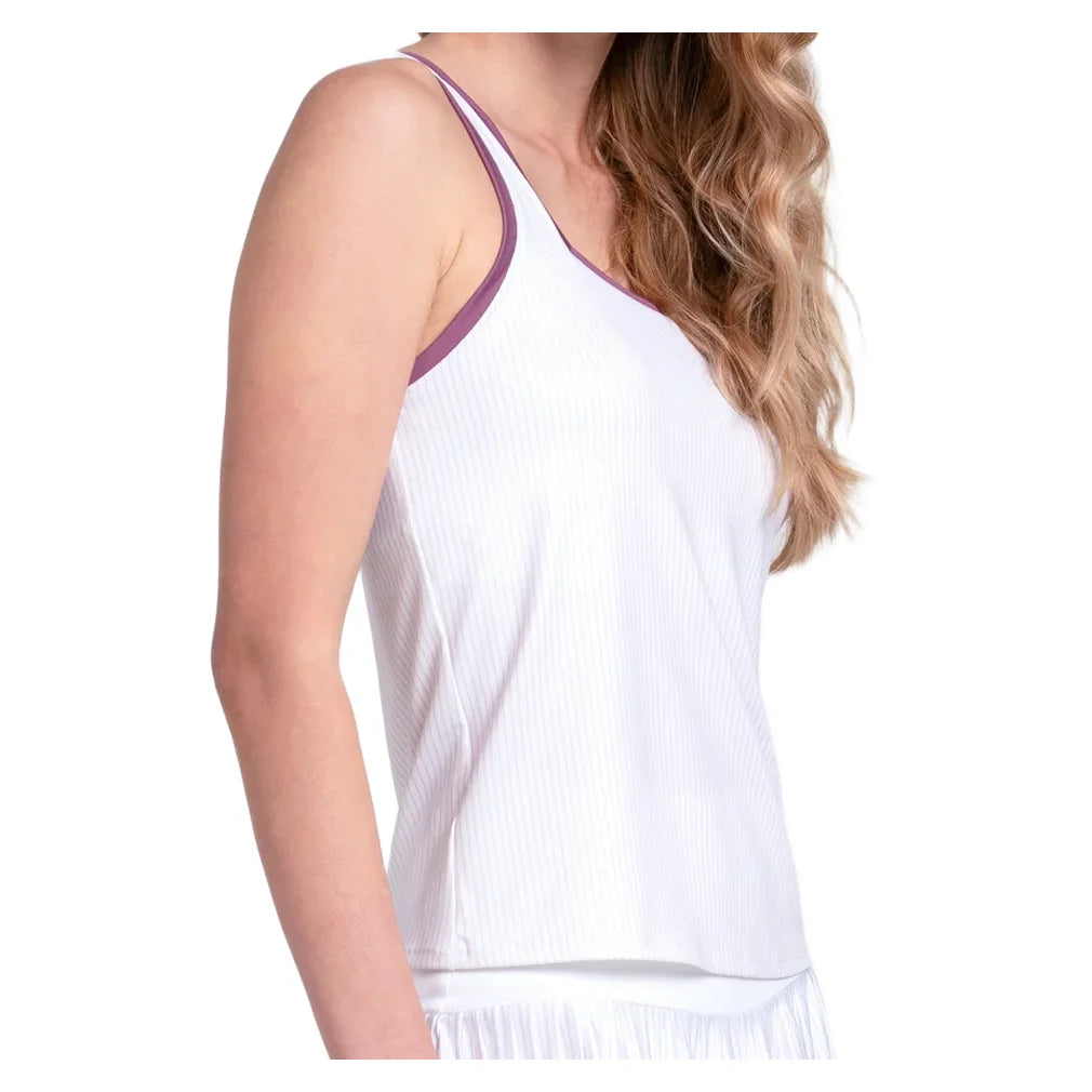 Women's Square Neck Tank Fig and White, K-Swiss, Pickleball Express, KWT74-23J582F26-2