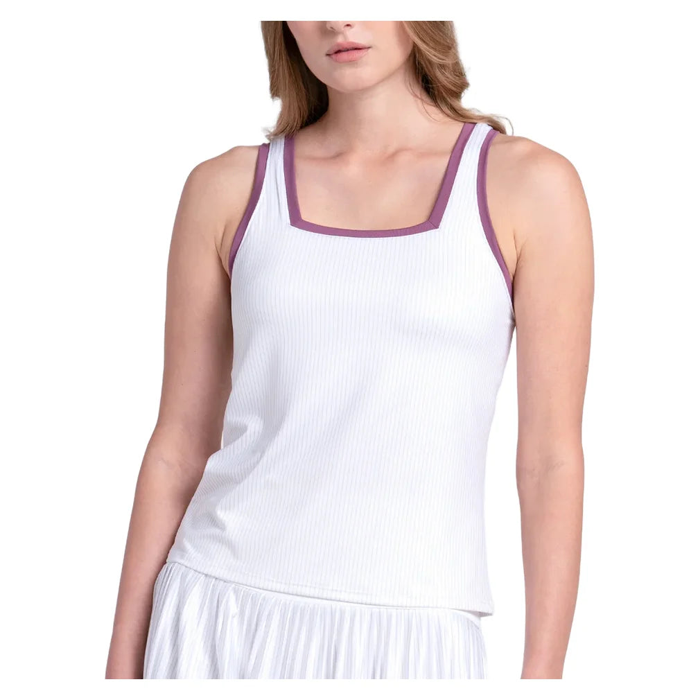 Women's Square Neck Tank Fig and White, K-Swiss, Fig/White, Pickleball Express, KWT74-23J582F26-FIG-WHITE-1