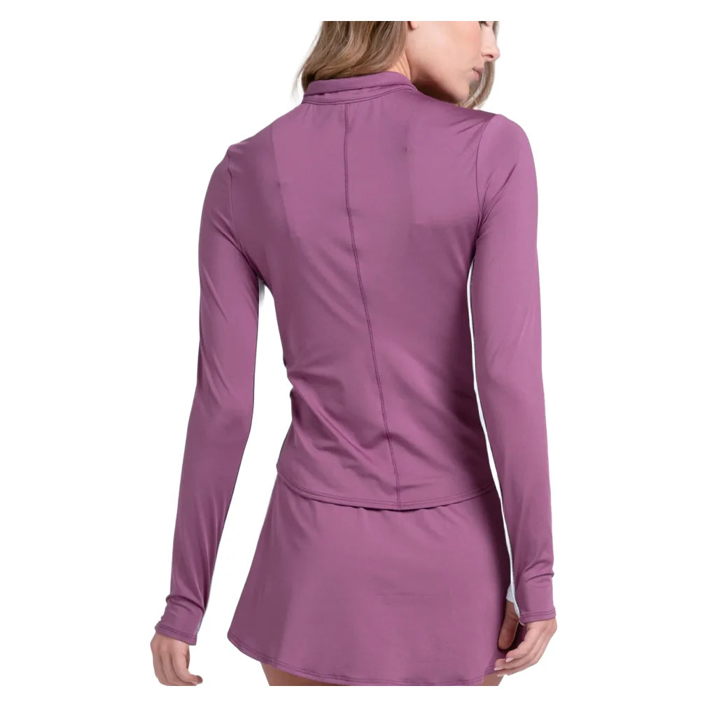 Women's Momentum 1/4 Zip Long Sleeve Fig and White, K-Swiss, Pickleball Express, KWT75-20J582F26-1
