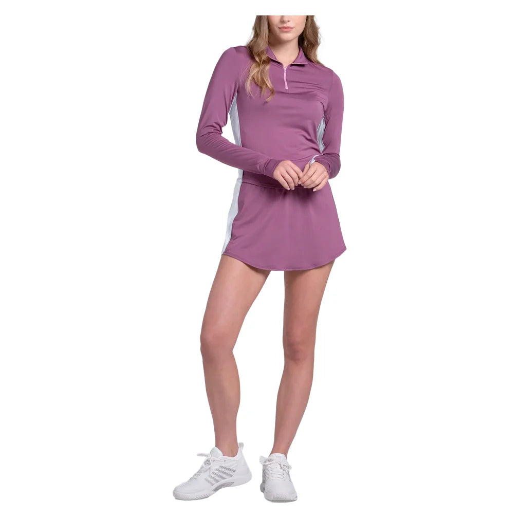 Women's Momentum 1/4 Zip Long Sleeve Fig and White, K-Swiss, Pickleball Express, KWT75-20J582F26-3