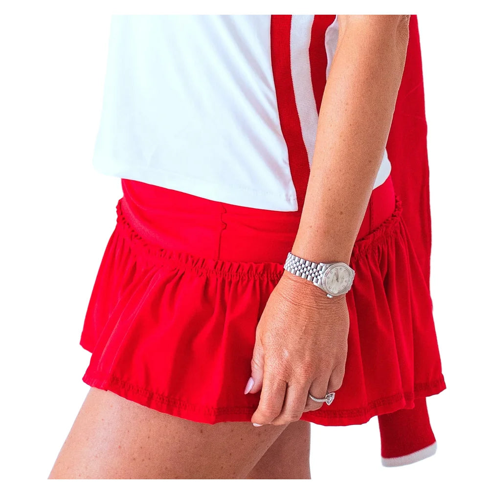 Women's Lawley 13 Inch Skort Red, Bubble, Pickleball Express, LAW-REDH26-1