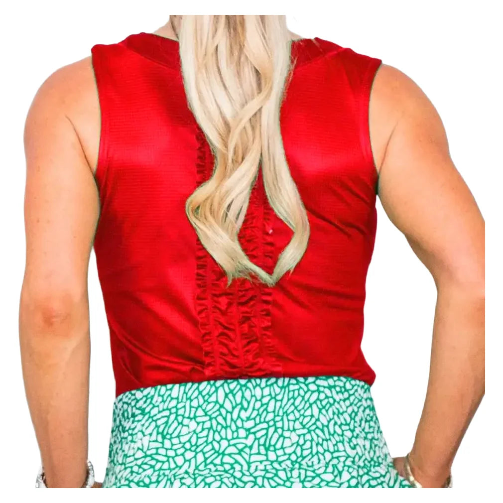 Women's Lexi Tank Red, Bubble, Pickleball Express, LEX-REDH26-1