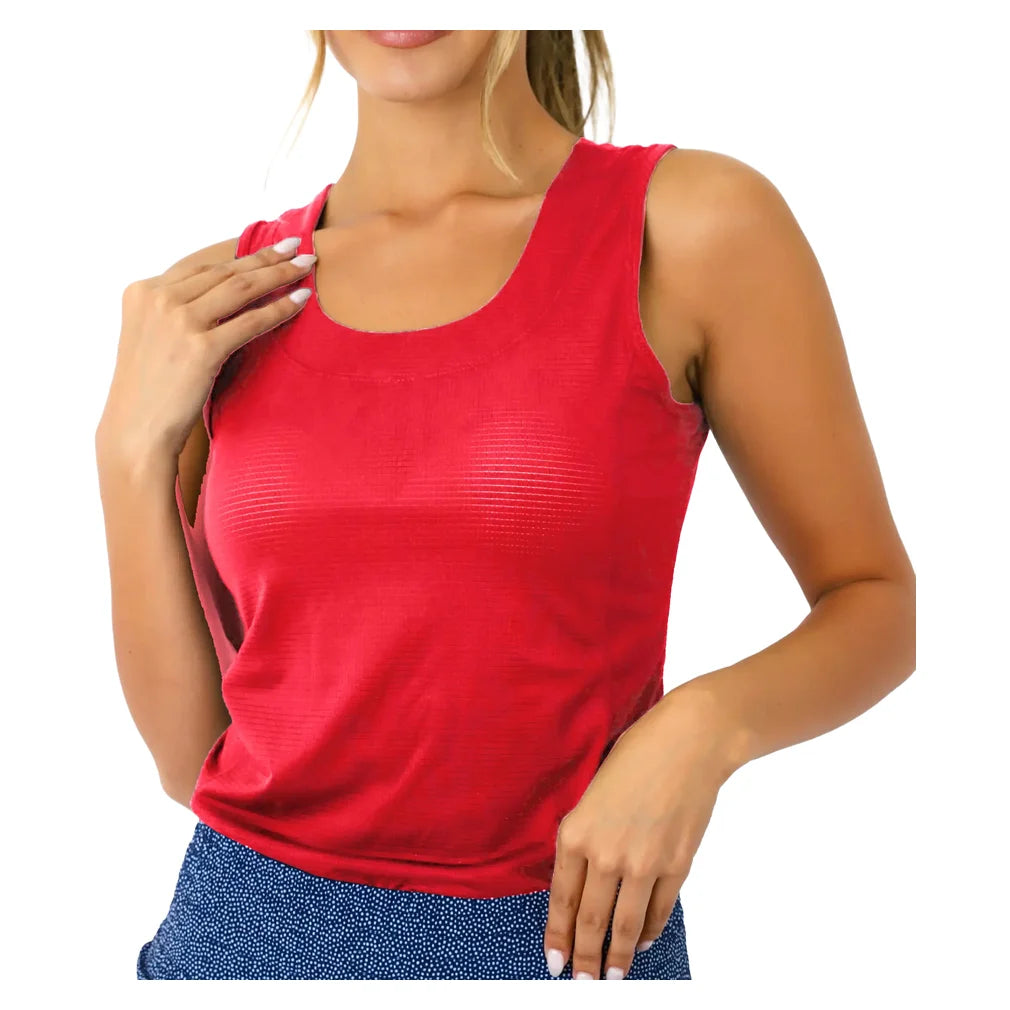 Women's Lexi Tank Red, Bubble, Red, Pickleball Express, LEX-REDH26-RED-1