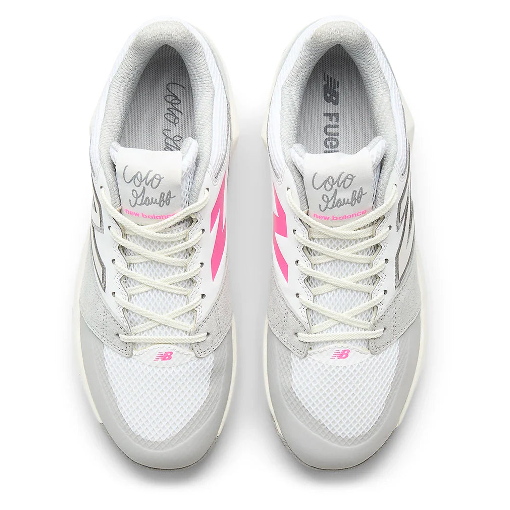 Men's Coco Delray 2E Width Court Shoes NB White and Pink Heat