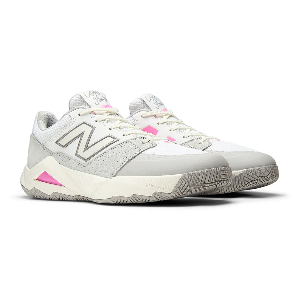 Men's Coco Delray 2E Width Court Shoes NB White and Pink Heat