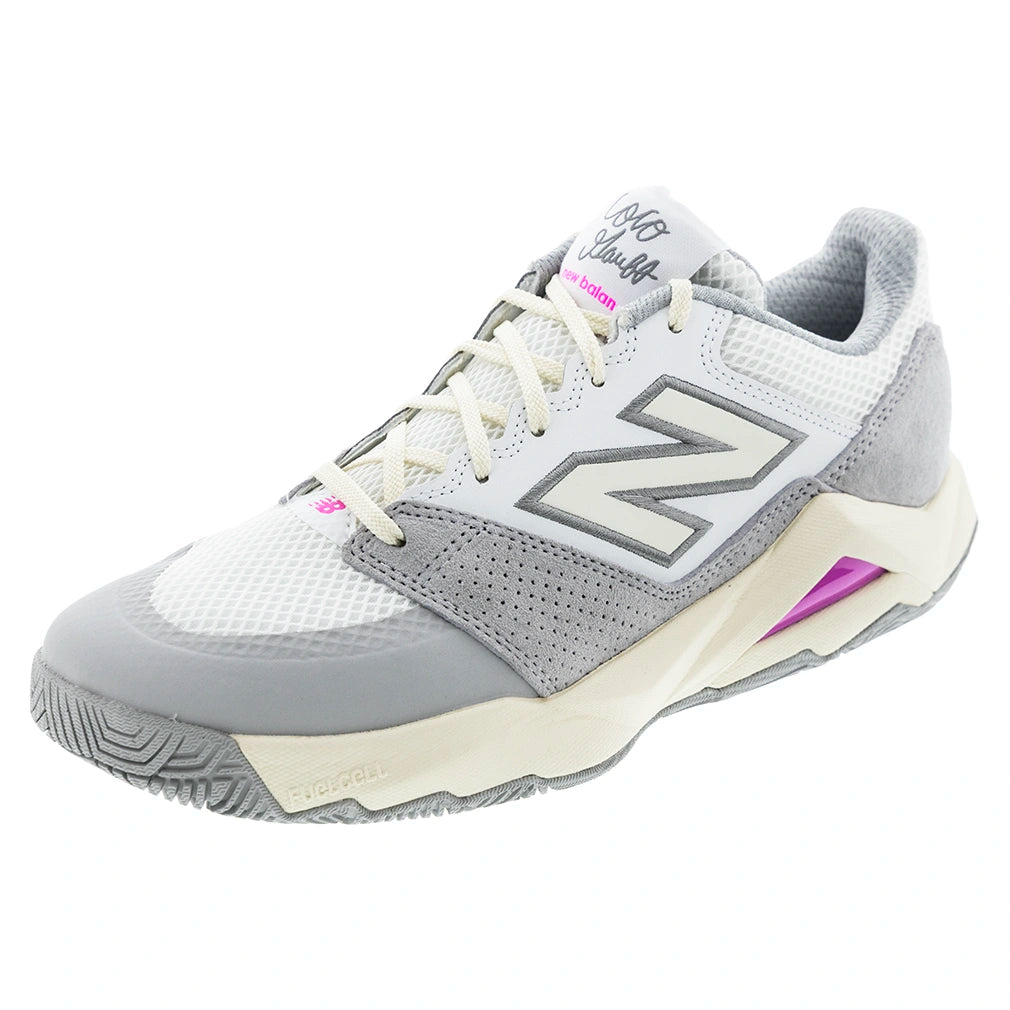 Men's Coco Delray D Width Court Shoes NB White and Pink Heat