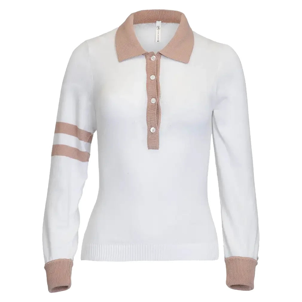 Women's Mulligan Sweater White and Khaki, Bubble, White/Khaki, Pickleball Express, MUL-26-WHTKHKF26-WHITE-KHAKI-1