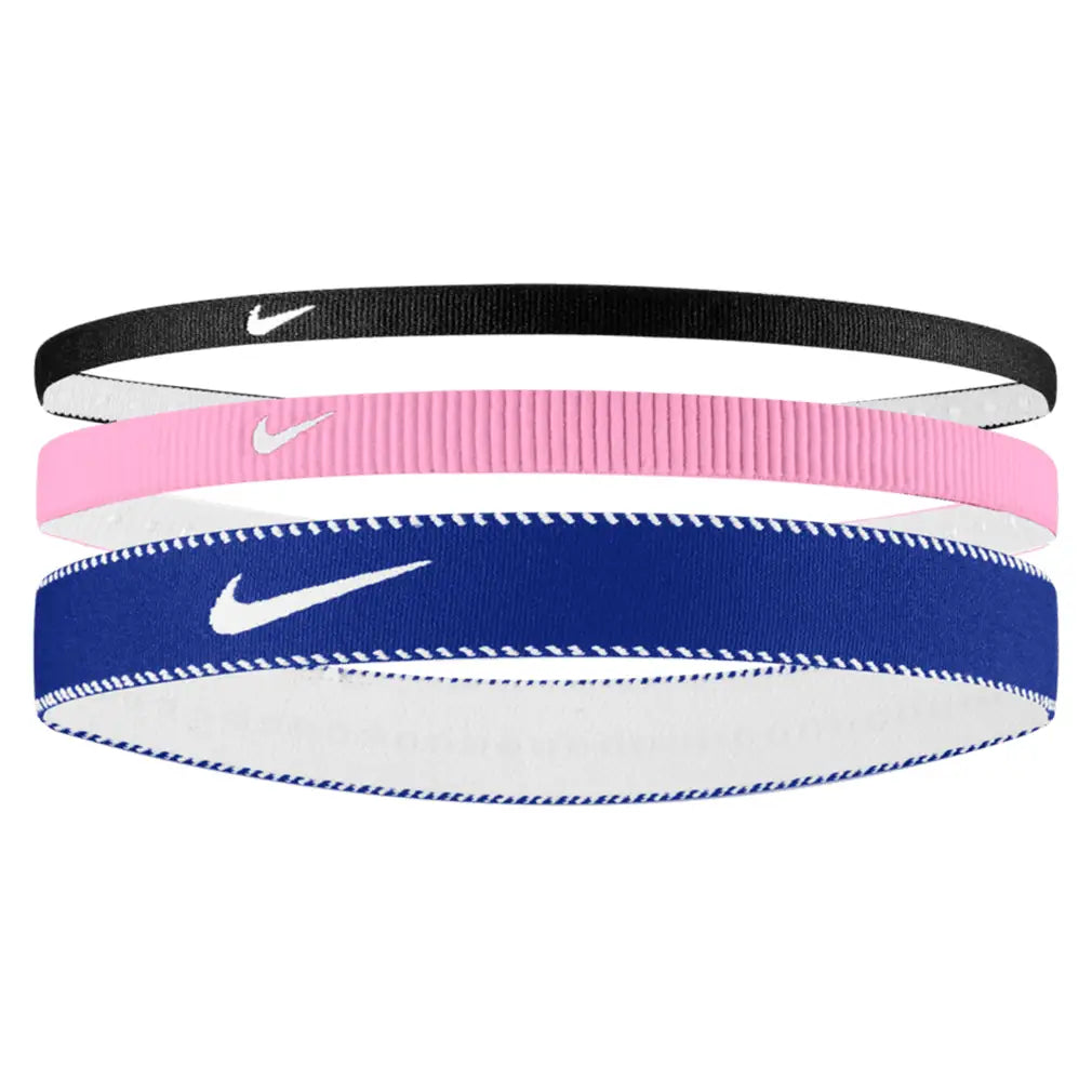 Unisex Flex Classic Mixed Width Training Headbands 3 Pack Black and Pink Rise