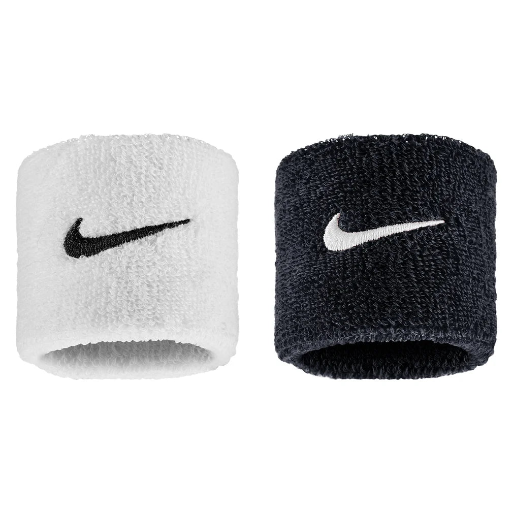Swoosh Classic Wristbands 2 Pack, Nike, 036 Black/White, Pickleball Express, N1012405-BF26-036-BLACK-WHITE-1