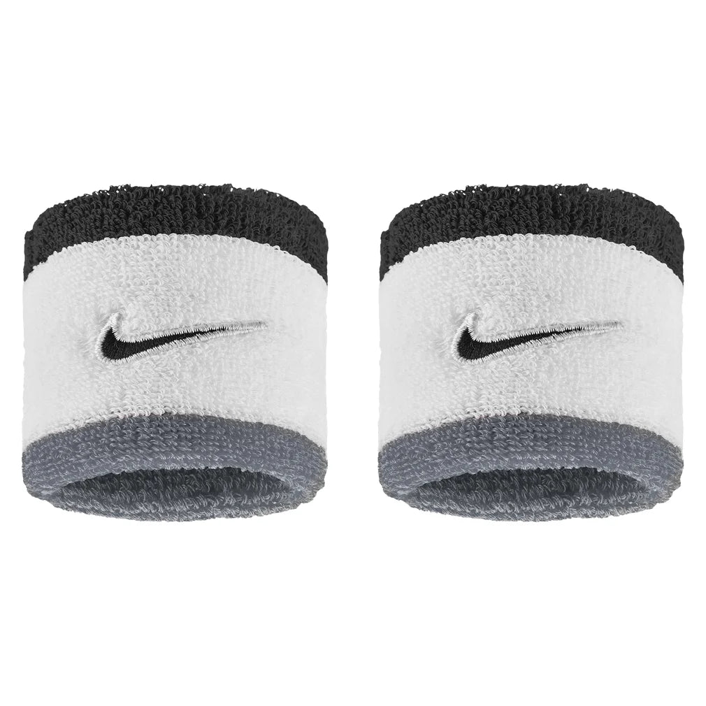 Swoosh Classic Wristbands 2 Pack, Nike, 122 White/Cool Grey, Pickleball Express, N1012405-BF26-122-WHITE-COOL-GREY-1