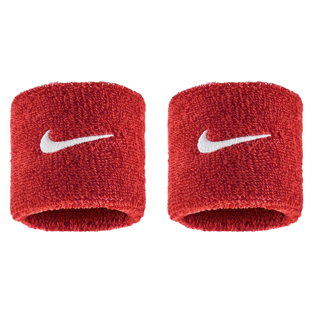 Swoosh Classic Wristbands 2 Pack, Nike, 610 University Red/White, Pickleball Express, N1012405-BF26-610-UNIVERSITY-RED-WHITE-1