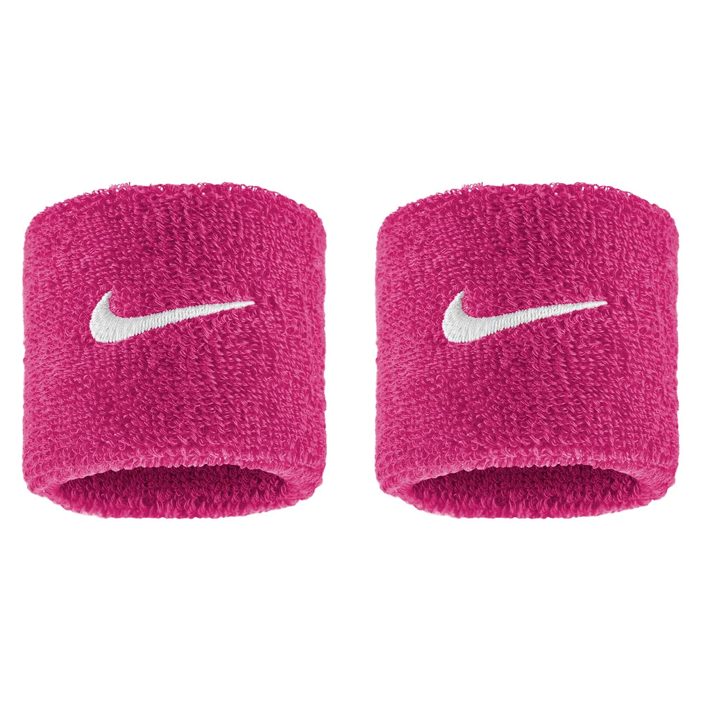 Swoosh Classic Wristbands 2 Pack, Nike, 639 Vivid Pink/White, Pickleball Express, N1012405-BF26-639-VIVID-PINK-WHITE-1