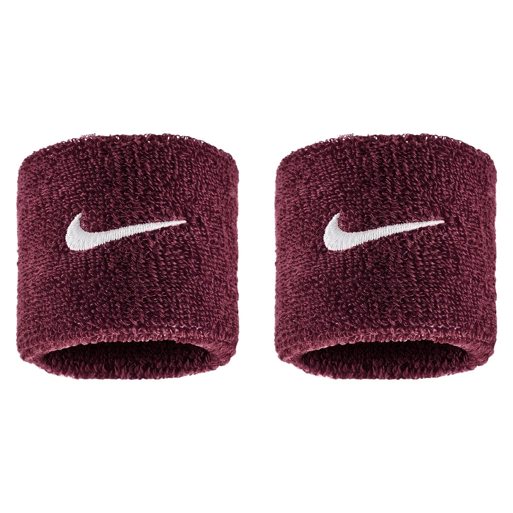 Swoosh Classic Wristbands 2 Pack, Nike, 656 Dark Team Red/White, Pickleball Express, N1012405-F26-656-DARK-TEAM-RED-WHITE-1
