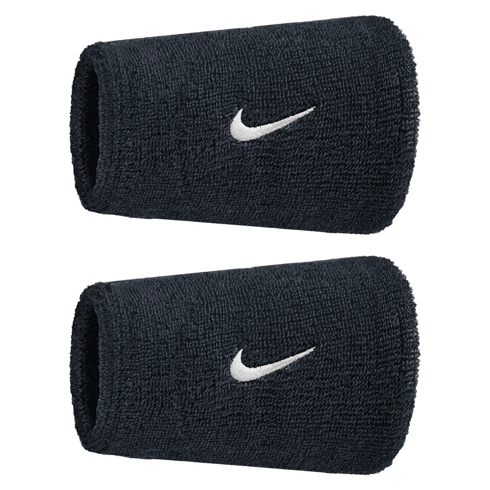 Swoosh Classic Doublewide Wristbands 2 Pack, Nike, 010 Black/White, Pickleball Express, N1012406-BF26-010-BLACK-WHITE-1