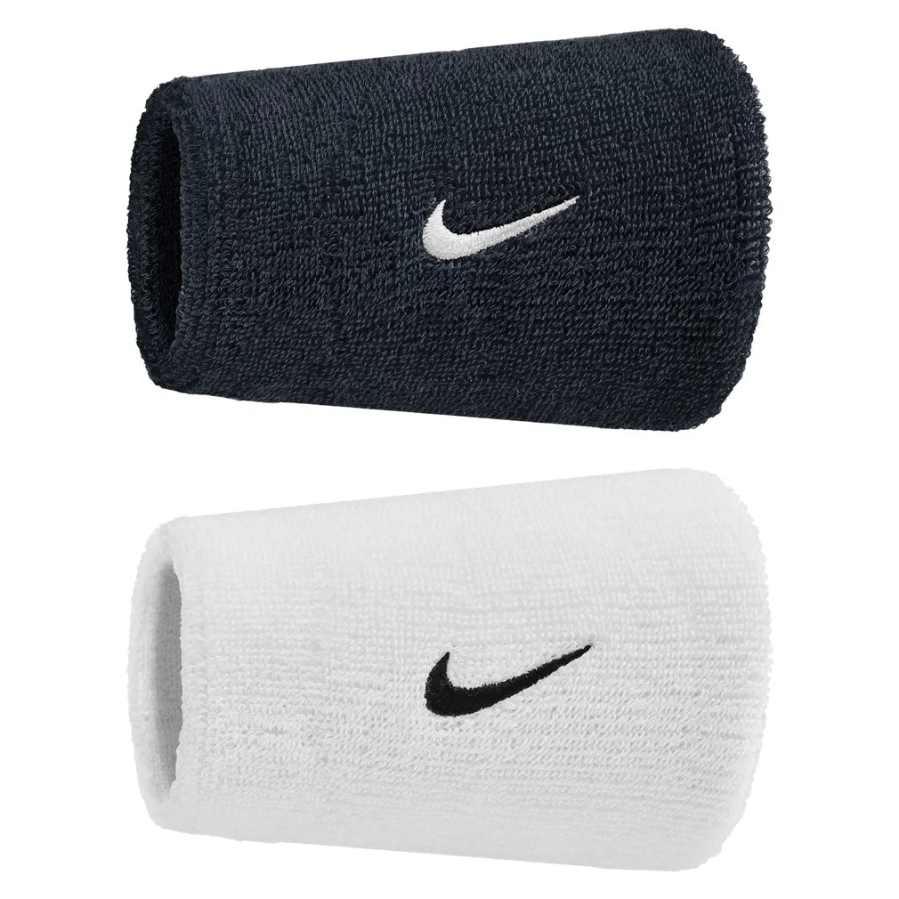 Swoosh Classic Doublewide Wristbands 2 Pack, Nike, 036 Black/White, Pickleball Express, N1012406-BF26-036-BLACK-WHITE-1