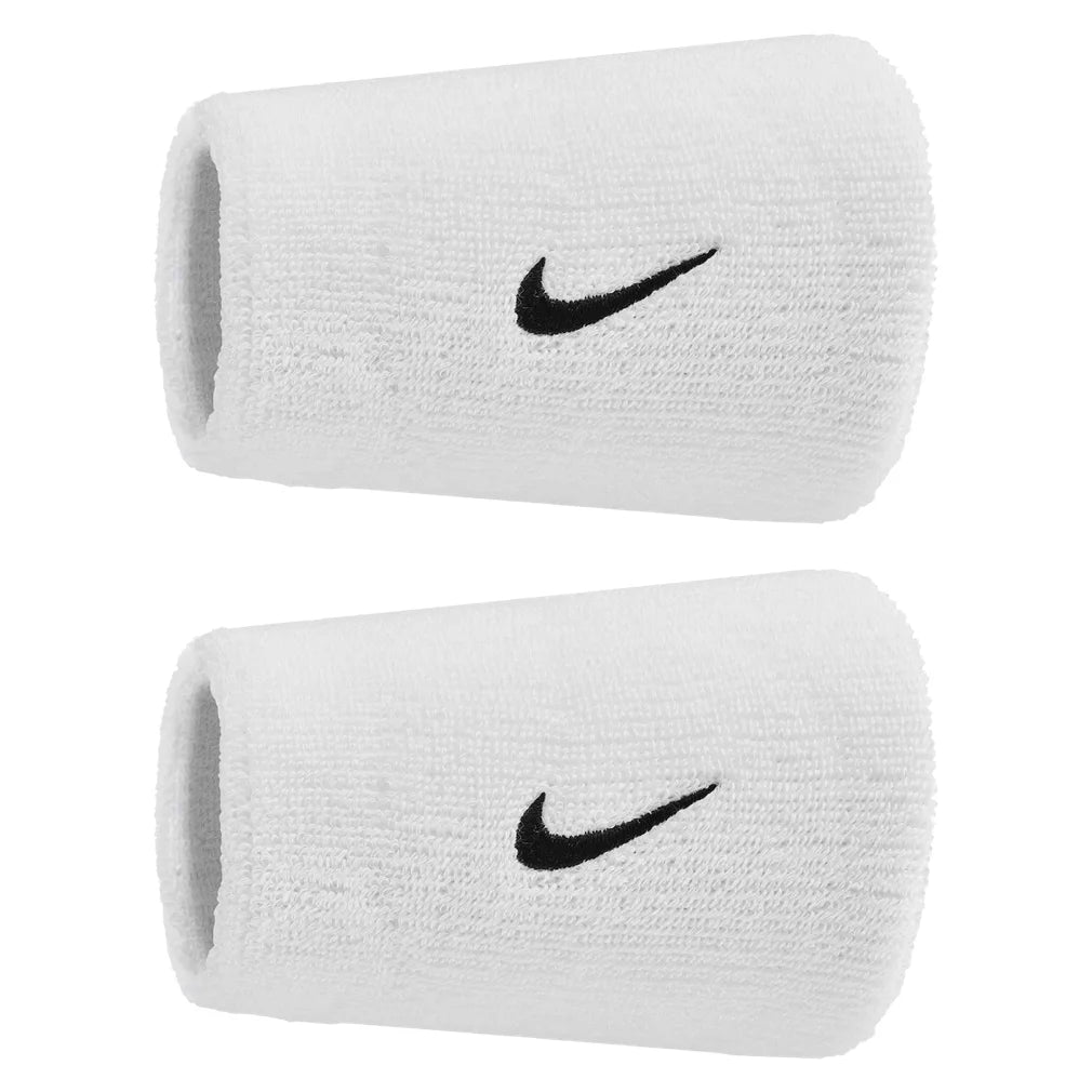 Swoosh Classic Doublewide Wristbands 2 Pack, Nike, 101 White/Black, Pickleball Express, N1012406-BF26-101-WHITE-BLACK-1