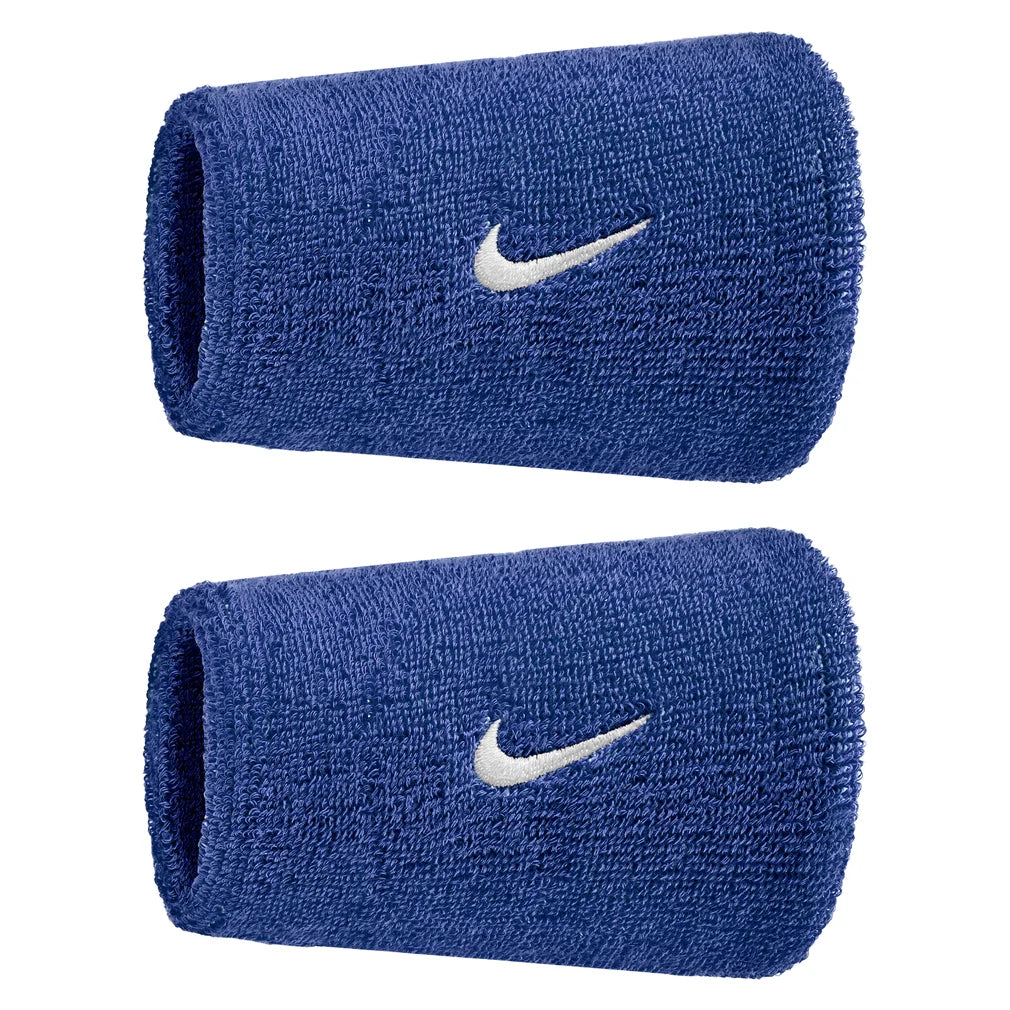 Swoosh Classic Doublewide Wristbands 2 Pack, Nike, 400 Game Royal/White, Pickleball Express, N1012406-BF26-400-GAME-ROYAL-WHITE-1