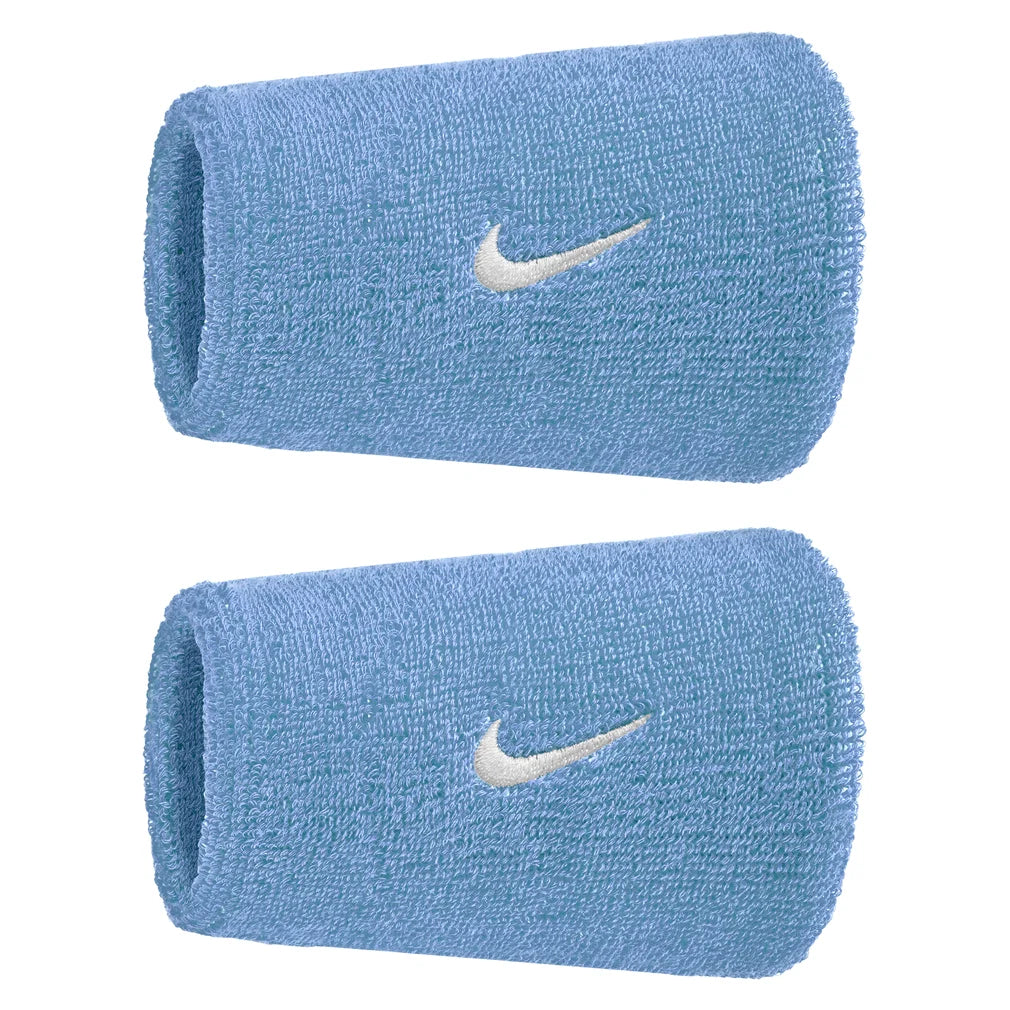 Swoosh Classic Doublewide Wristbands 2 Pack, Nike, 409 University Blue/White, Pickleball Express, N1012406-BF26-409-UNIVERSITY-BLUE-WHITE-1