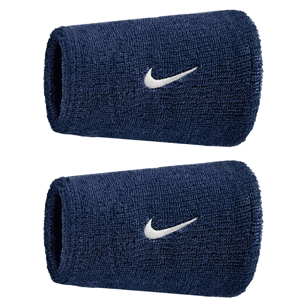 Swoosh Classic Doublewide Wristbands 2 Pack, Nike, 463 College Navy/White, Pickleball Express, N1012406-BF26-463-COLLEGE-NAVY-WHITE-1
