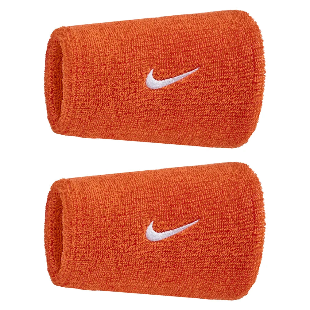 Swoosh Classic Doublewide Wristbands 2 Pack, Nike, 802 Team Orange/White, Pickleball Express, N1012406-BF26-802-TEAM-ORANGE-WHITE-1