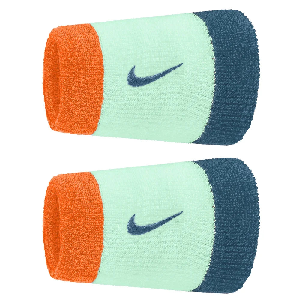 Swoosh Classic Doublewide Wristbands 2 Pack, Nike, 322 Mint Foam/Total Orange, Tennis Express, N1012406-F26-322-MINT-FOAM-TOTAL-ORANGE-1