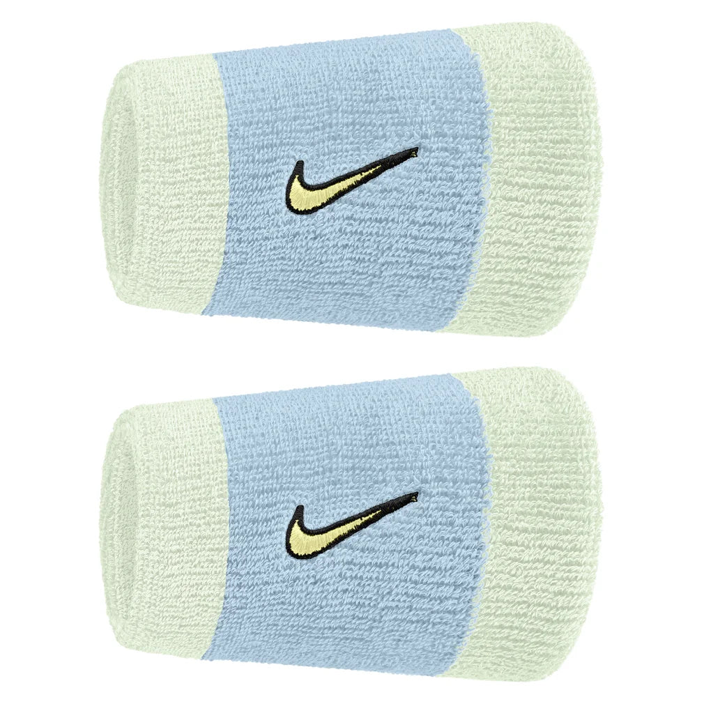 Swoosh Classic Doublewide Wristbands 2 Pack, Nike, 430 Cobalt Bliss/Volt Tint, Pickleball Express, N1012406-F26-430-COBALT-BLISS-VOLT-TINT-1