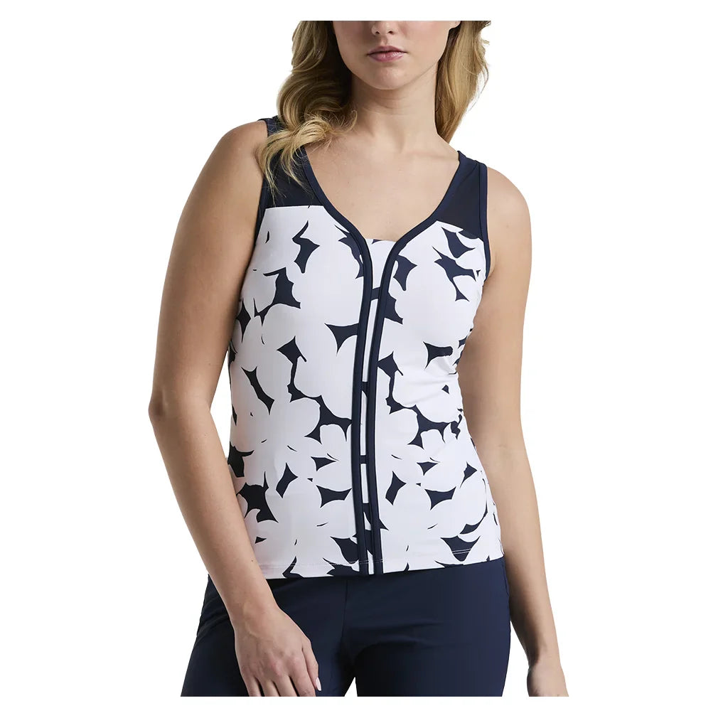 Women's Riviera Floral Print Tank Black Iris
