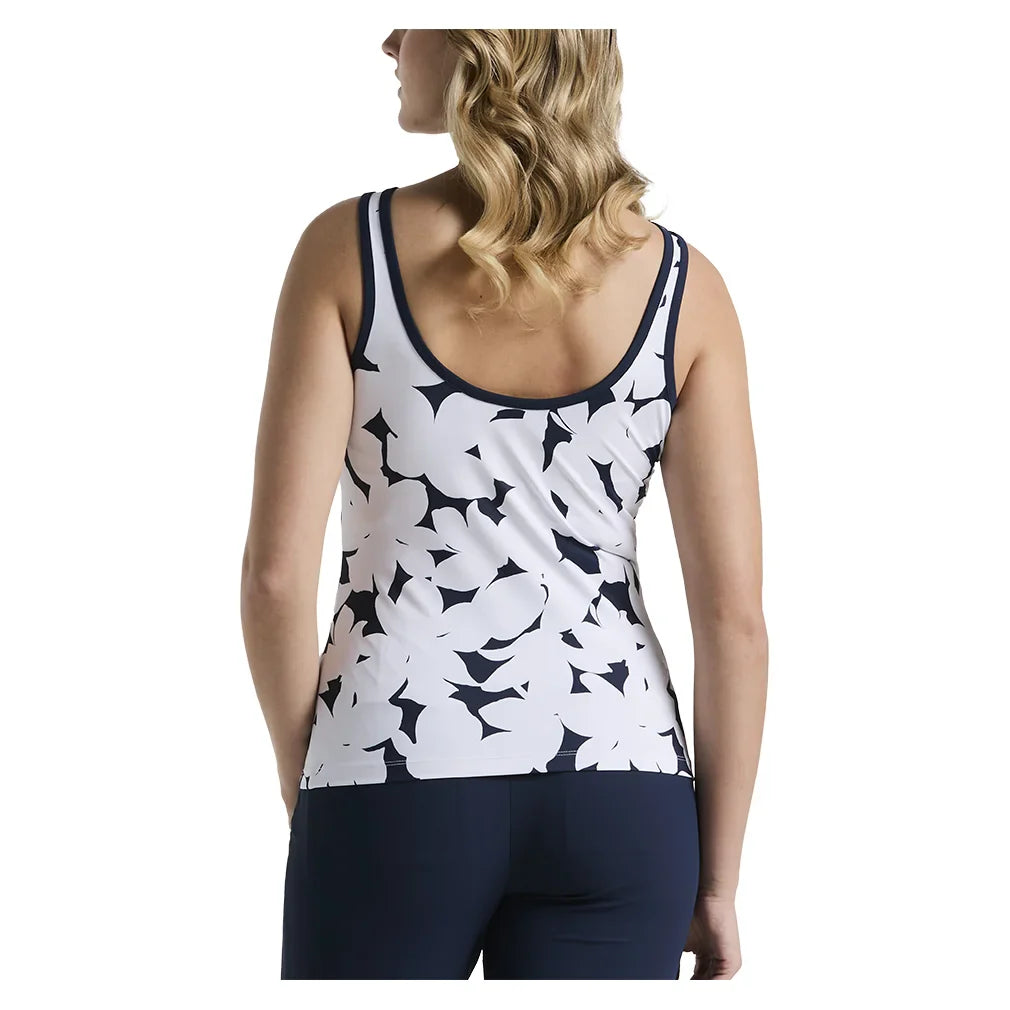 Women's Riviera Floral Print Tank Black Iris