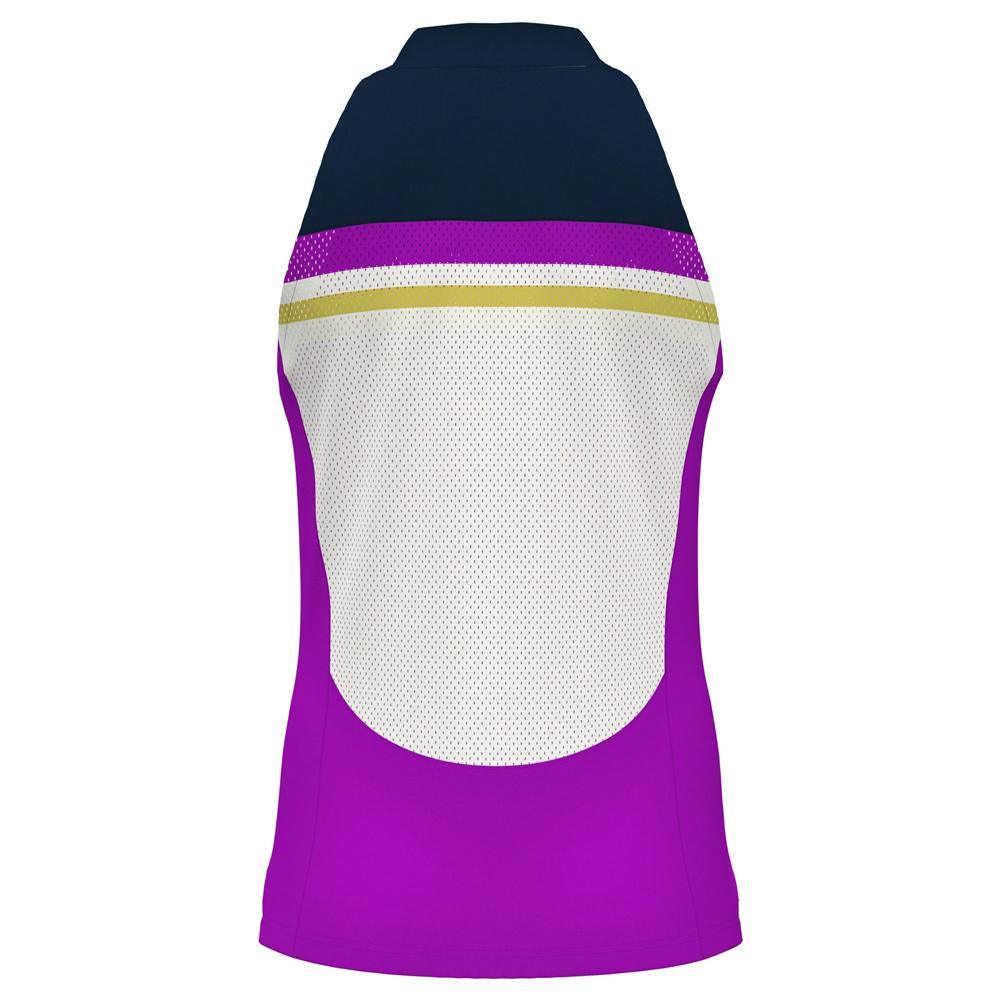 Womens Color Block Zip Halter Tank Purple Cactus Flower