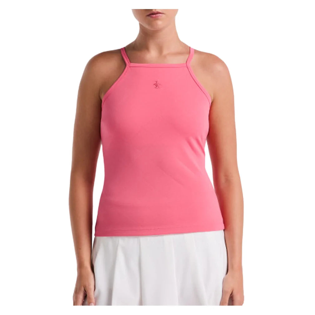 Women`s Grid Jacquard Tank with Shelf Bra Camellia Rose