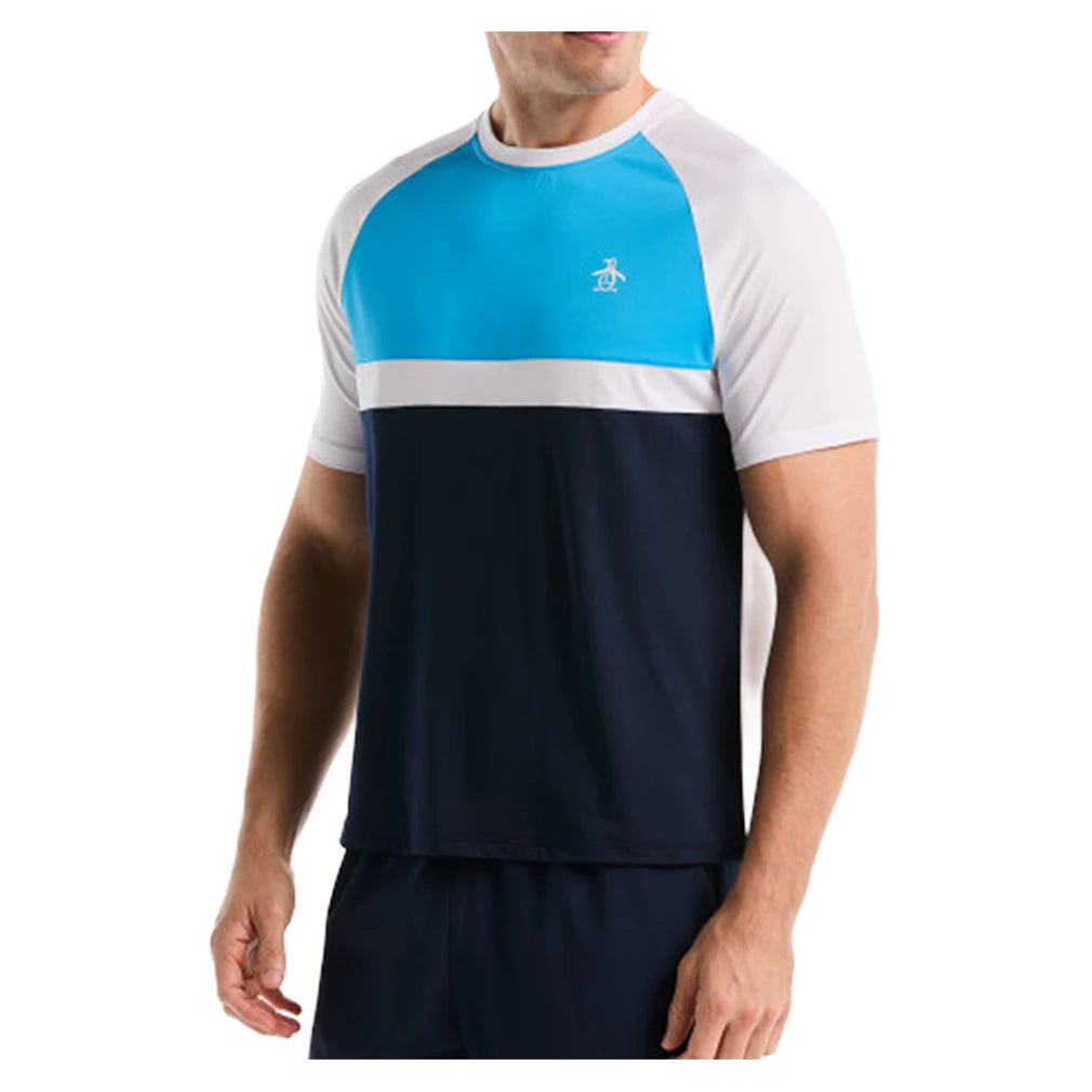 Men's Raglan Blocked Tennis Crew Malibu Blue