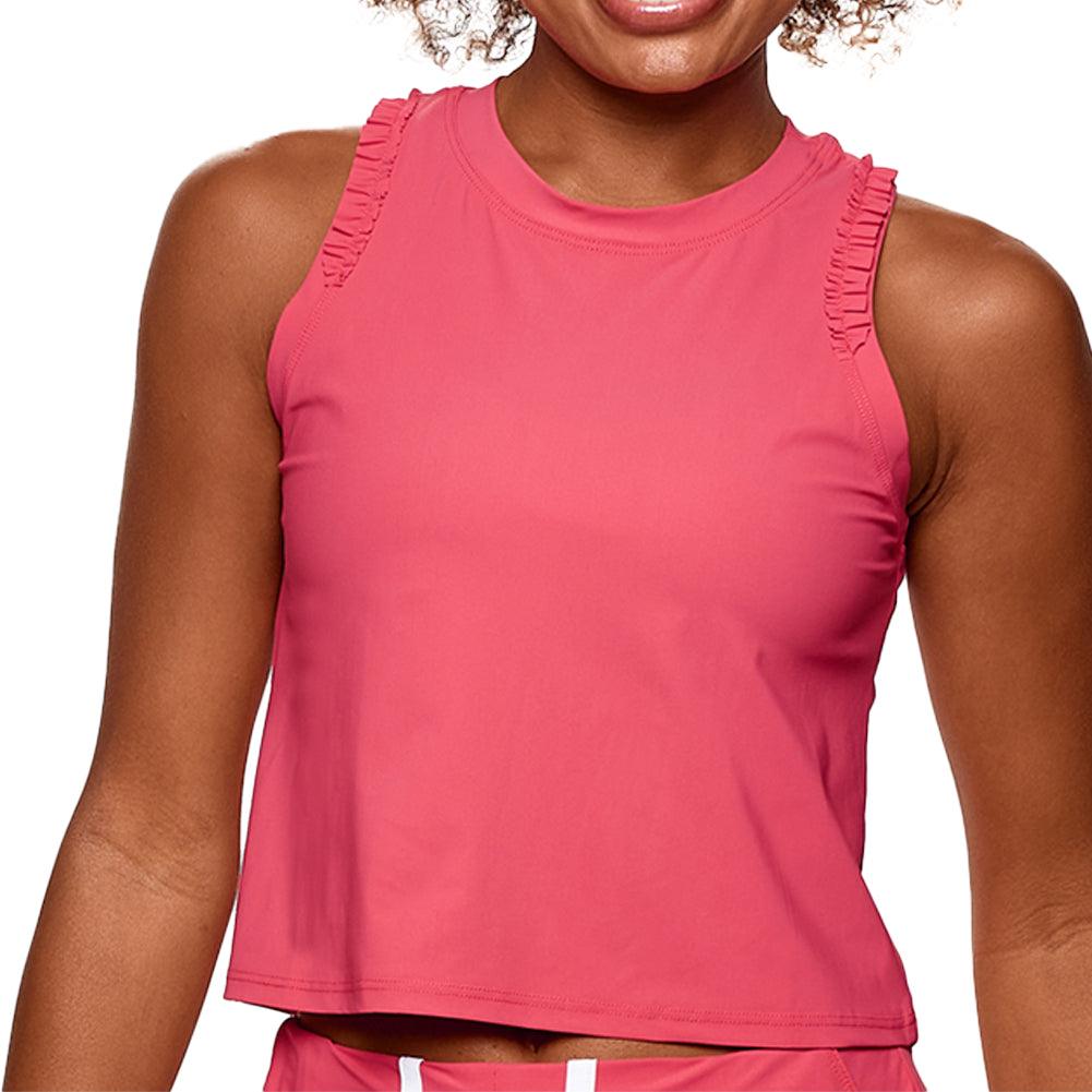 Women's Ruffle Crop Tank Geranium