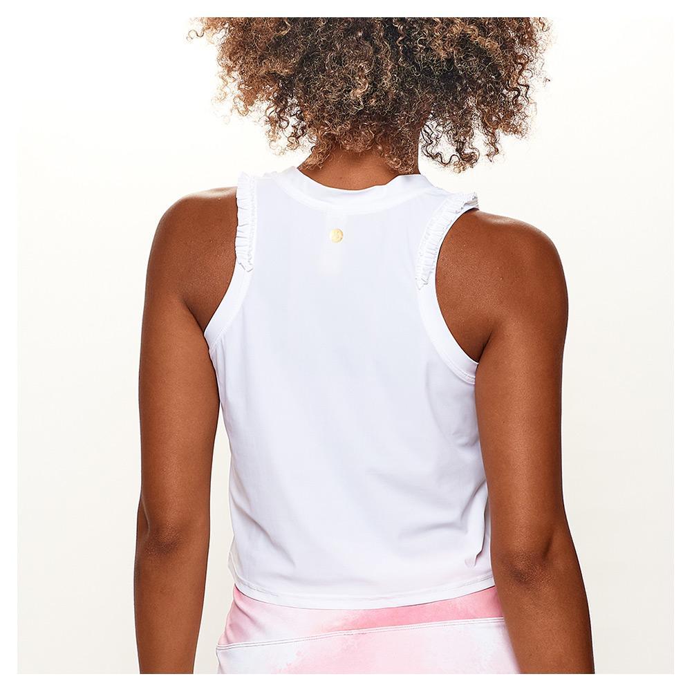Women's Ruffle Crop Tank White