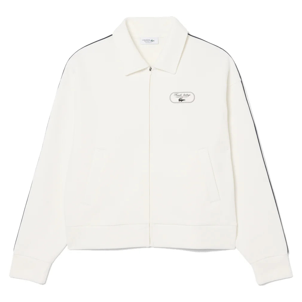 Women's Heritage Sweatshirt, Lacoste, EV0 Flour/Navy Blue, Pickleball Express, SF6822-F26-EV0-FLOUR-NAVY-BLUE-1