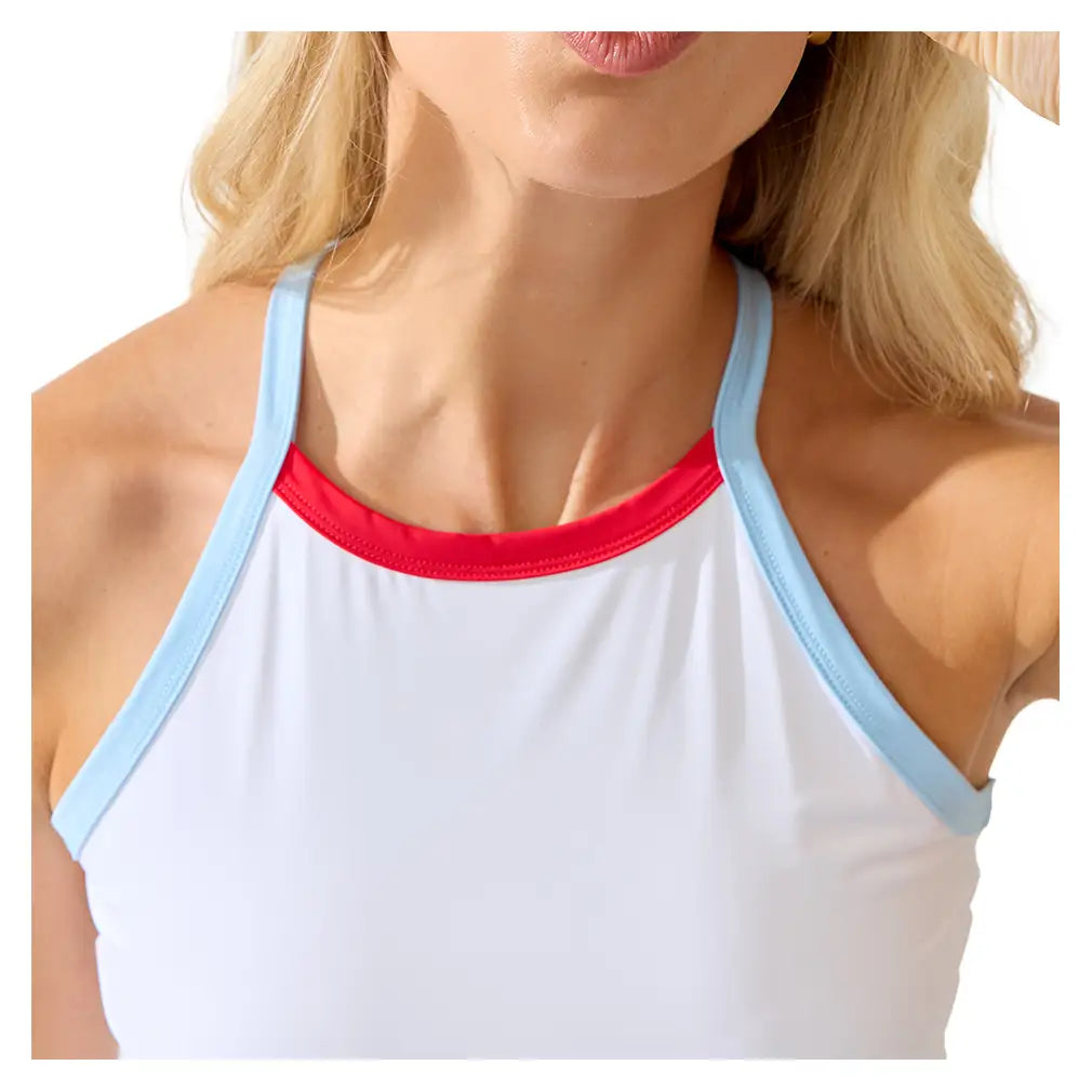 Women's Dropshot Tank White and Azure