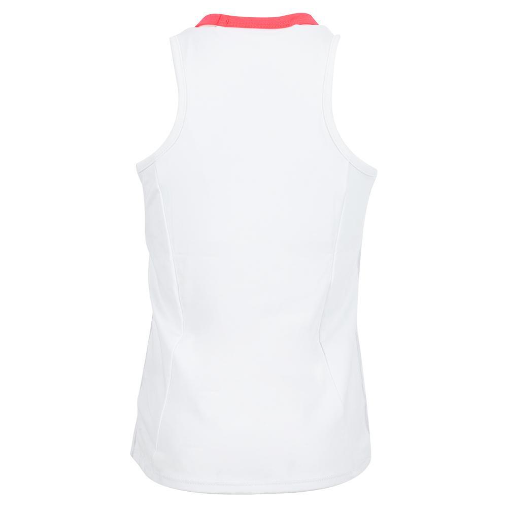 Girls' V-Neck Cutout Tank White and Coral Crush