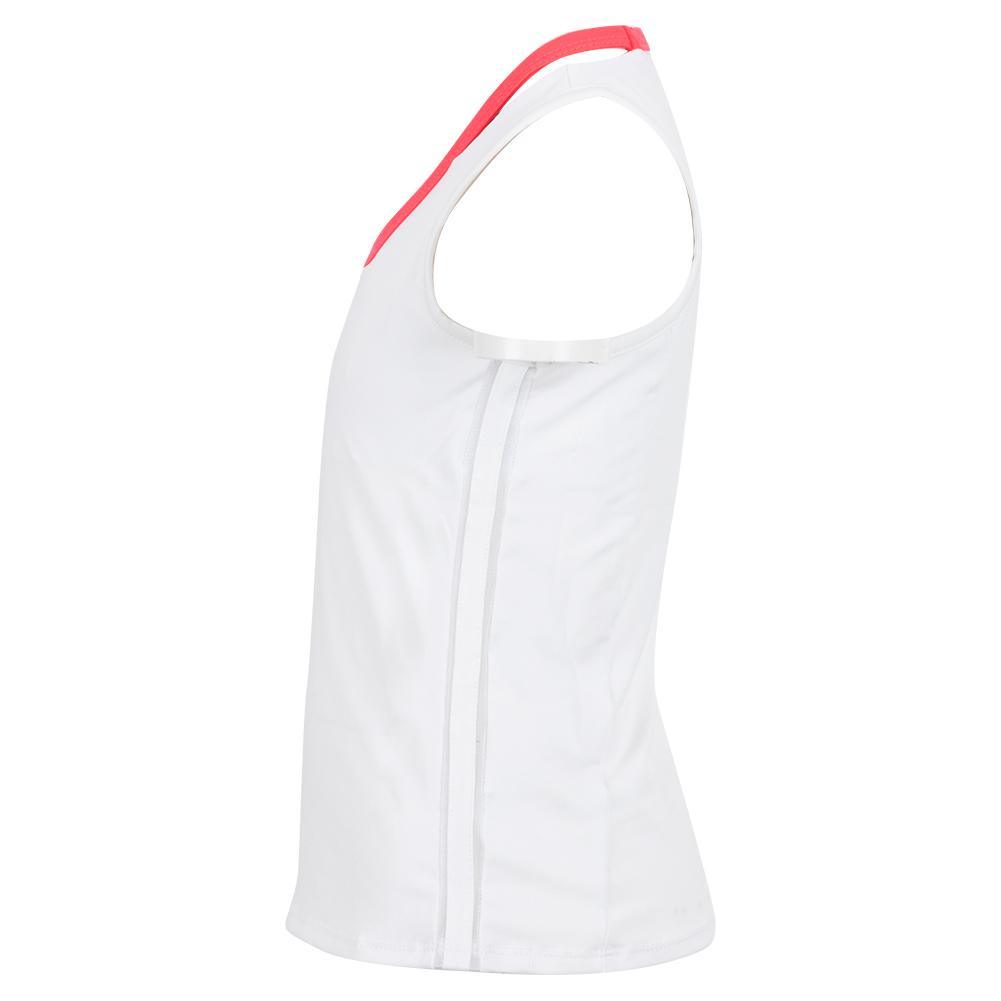 Girls' V-Neck Cutout Tank White and Coral Crush