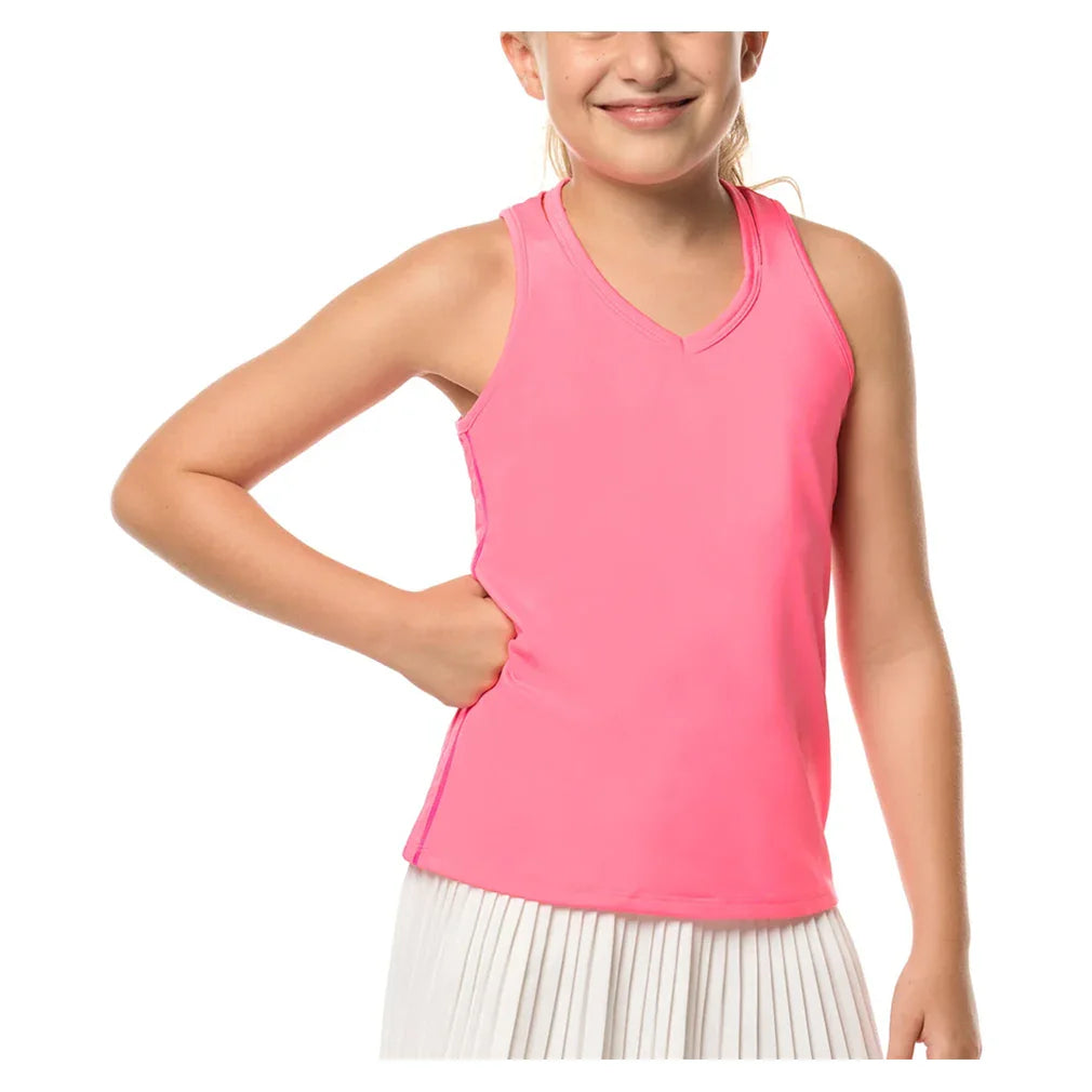 Girls' V-Neck Cutout Tank Pink