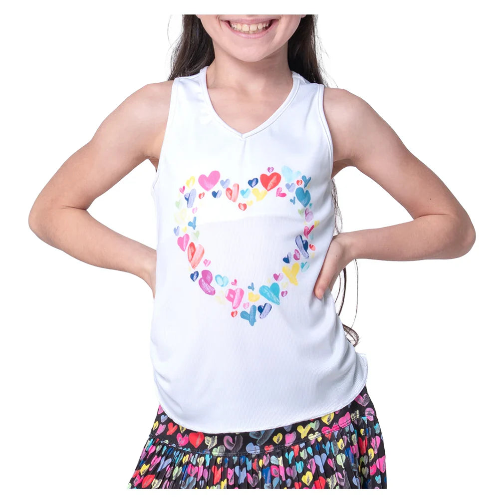 Girls' Thumbprint Hearts Tanks Mulberry