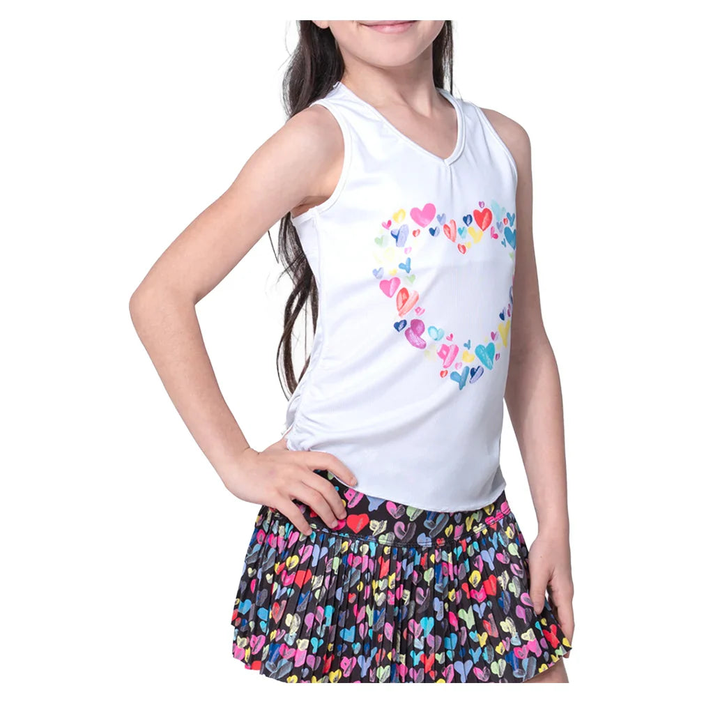 Girls' Thumbprint Hearts Tanks Mulberry