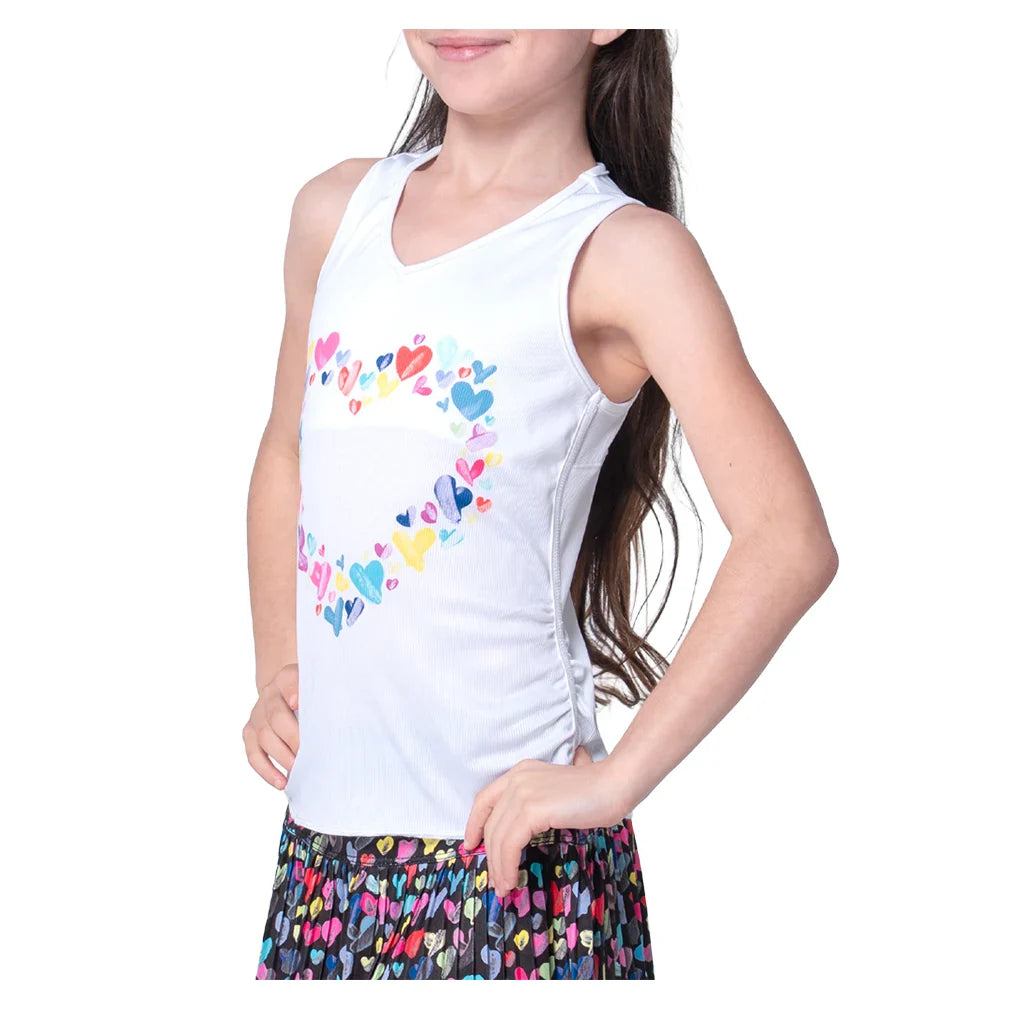 Girls' Thumbprint Hearts Tanks Mulberry
