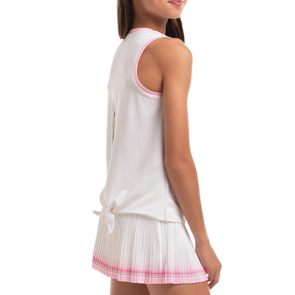 Girl's Retro Deco Tie Back Tank White
