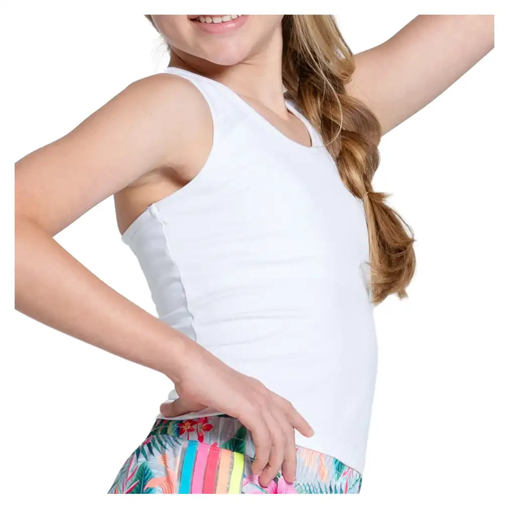 Girls' Mia Tank with Bra White