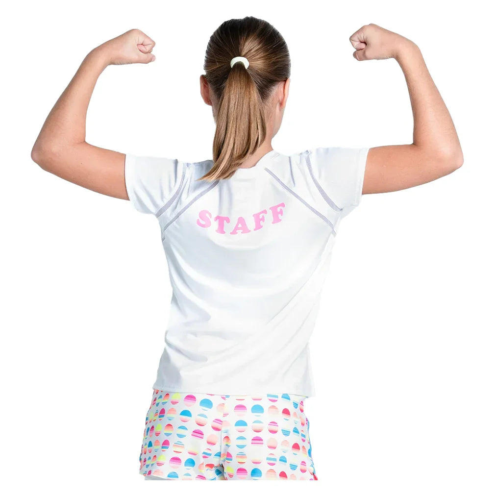 Girls' Retro Sunset Short Sleeve Top White