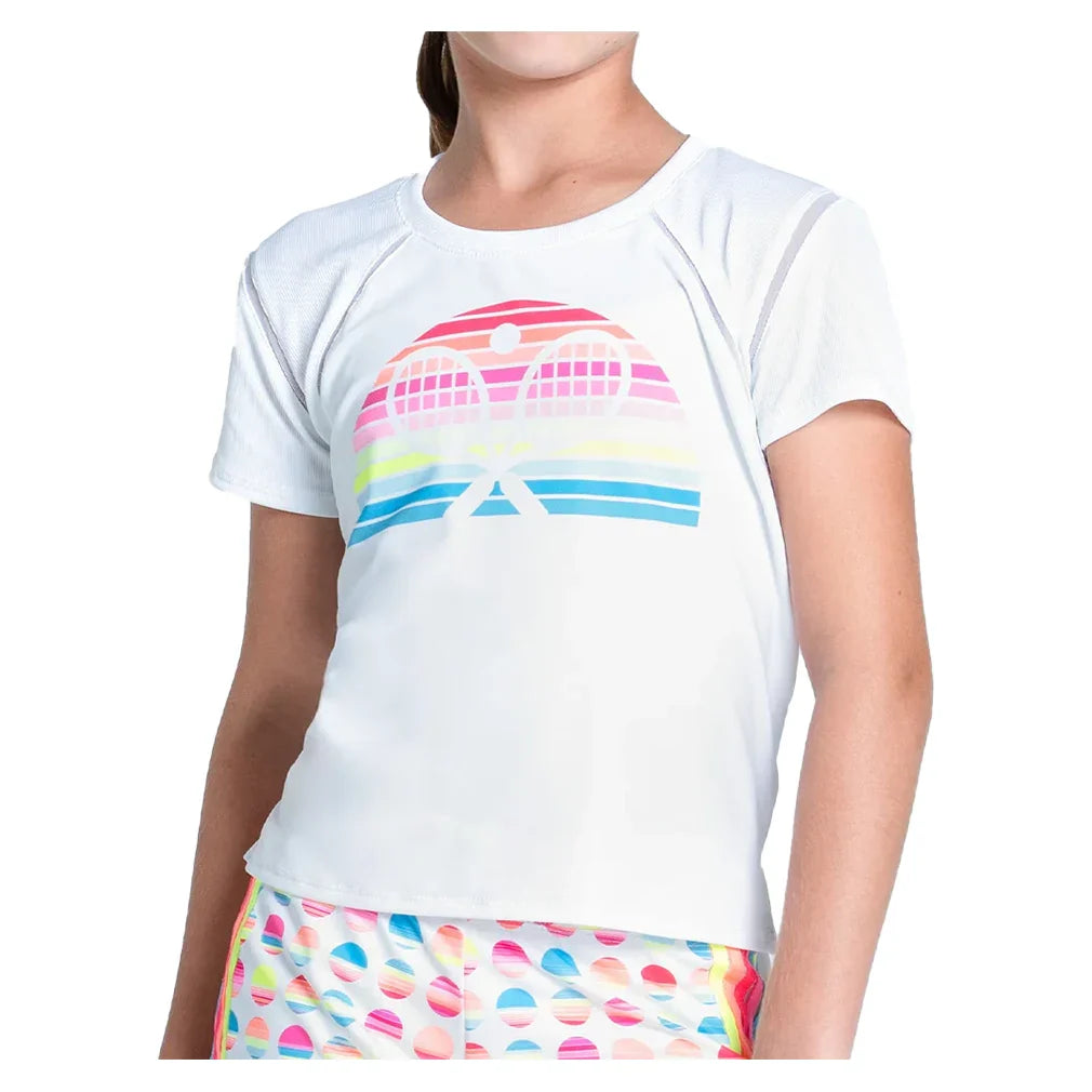 Girls' Retro Sunset Short Sleeve Top White