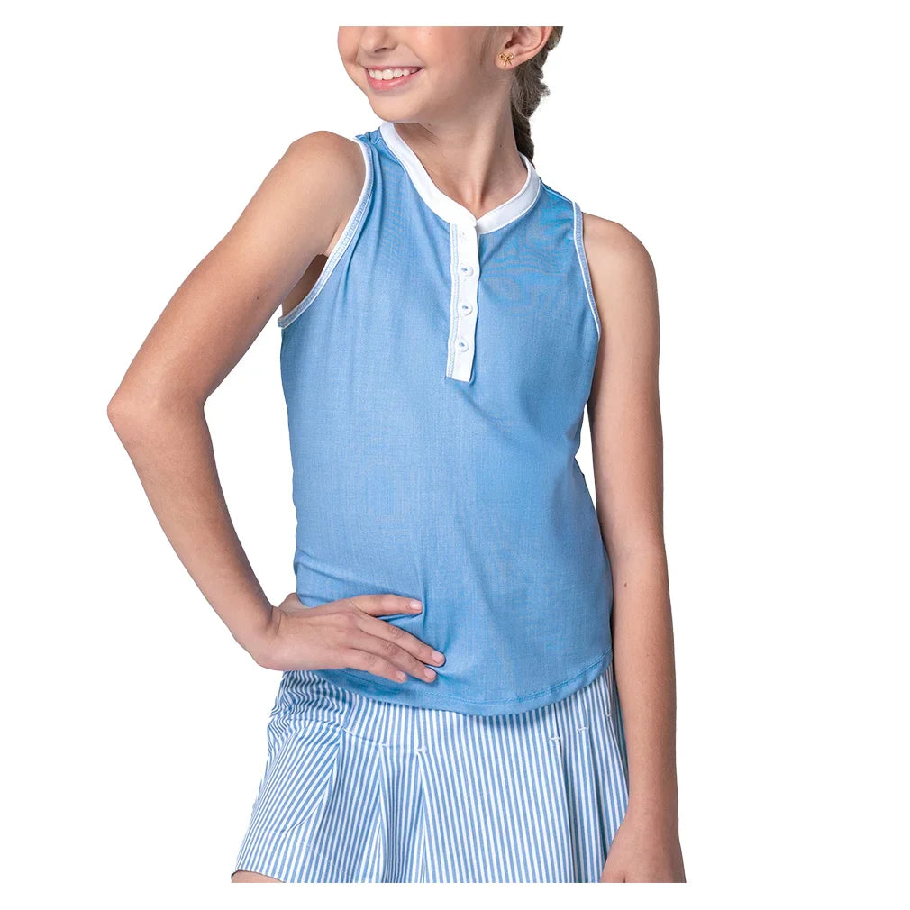 Girls' Linen Play Henley Tank Periwinkle