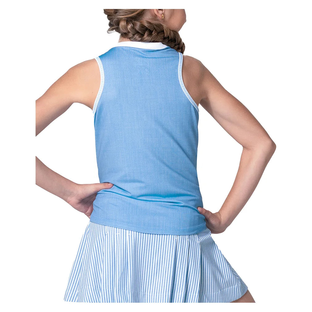 Girls' Linen Play Henley Tank Periwinkle