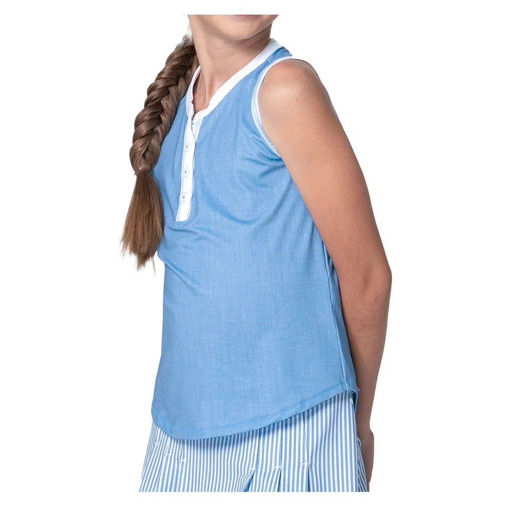 Girls' Linen Play Henley Tank Periwinkle