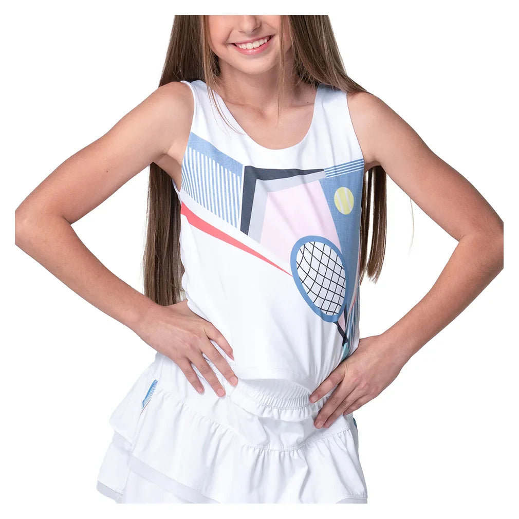 Girls' Linen Nouveau Tank White