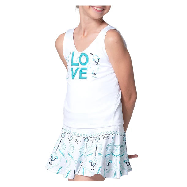 Girls` Eyelet Love Win Tank White